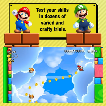 Nintendo Switch game case for New Super Mario Bros. U Deluxe featuring colorful Mario and Luigi characters on the cover.