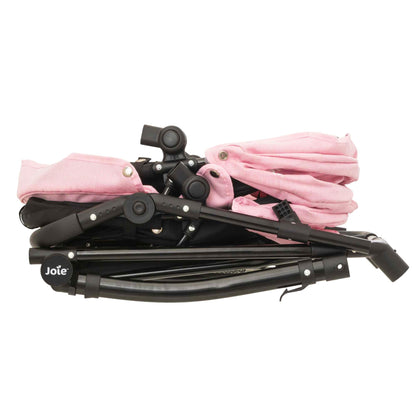 Joie Junior Evalite Twin Pushchair | Pink & Black Double Pushchair | Double Dolls Pram with Adjustable Height Handle And Multiple Seat Options | Suitable For Ages 3+