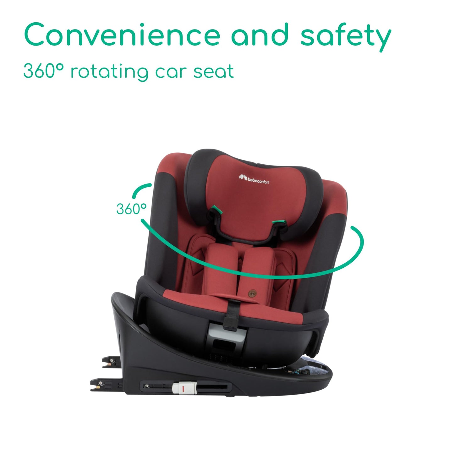 Bebeconfort RevolveFix 360 i-Size, 360 Swivel Car Seat, 0-12 Years, 40-150 cm, ISOFIX Car Seat, Top Tether Installation, 360 Rotation, 6 Recline Positions, 12 Hearest Positions, Dual Red
