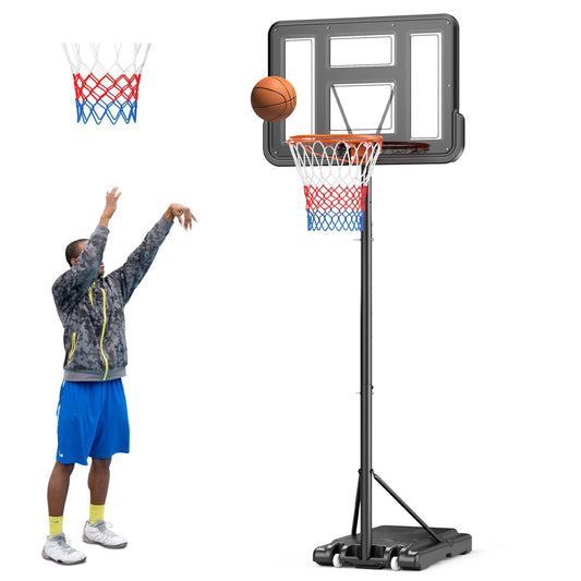 Children/Adults Basketball basket Hoop, height adjustable from 128 to 305 cm, basketball stand with wheels, Two Basketball Nets, for Indoor and Outdoor use (Black)
