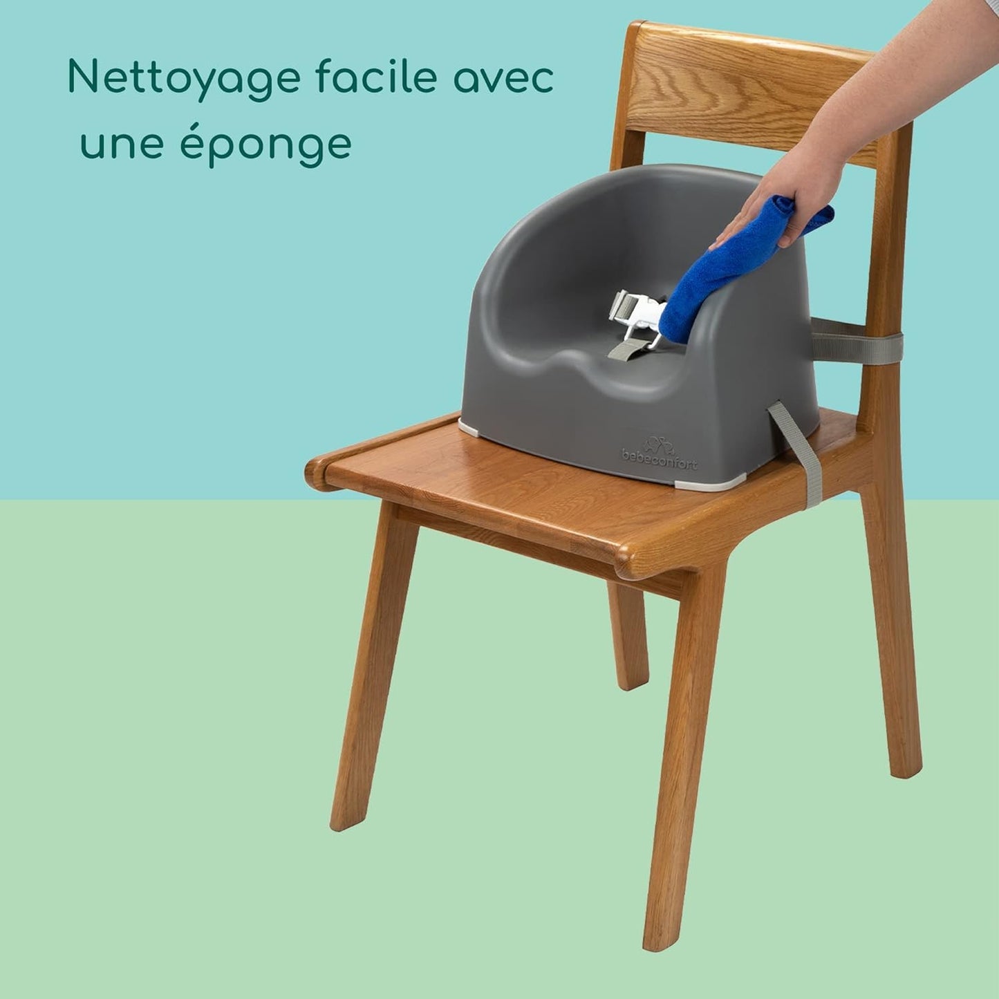 Bebeconfort Essential Booster, Booster Seat Dining Chair, Dining and Feeding Seat for Toddlers, Portable High Chair, High chair Seat, Lightweight, Easy to Clean, 6 months - 3 years, < 15kg, Warm Grey