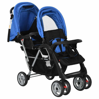 vidaXL Double Pushchair Steel Twin Pushchair Buggy Twin Buggy