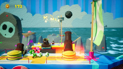 Nintendo Yoshi's Crafted World game for Nintendo Switch, featuring colorful crafted-themed characters and scenery in a playful setting.