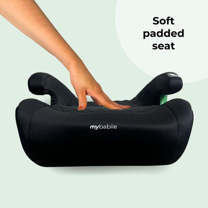 My Babiie MBCSB25 Child Booster Seat - ISOFIX, R129 i-Size 125-150cm (Group 3, 6 to 12 Years Approx.) Portable Kids Car Seat, Comfortable, Compact, Lightweight, Ideal for Travel - Quilted Black