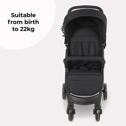 My Babiie MB30 Pushchair – from Birth to 4 Years (22kg), Easy Compact Fold, Large Shopping Basket, Adjustable Handle, Stroller Includes Cup Holder, Rain Cover – Black