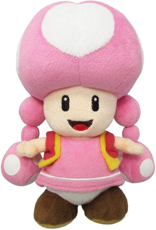 Soft Nintendo Toadette plush toy by Bandai Namco, 20cm tall, featuring detailed character design and vibrant colors.