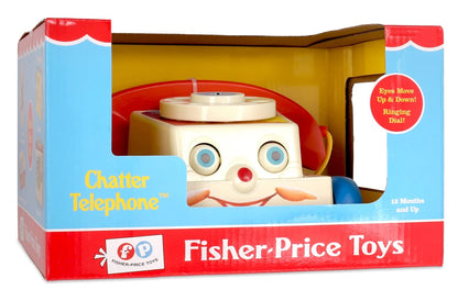 Basic Fun Fisher Price Classics Chatter Telephone Toy | Pull Along Retro Toddler Phone with Moving Eyes and Dial | Gift for Babies and Toddlers Aged 12 +