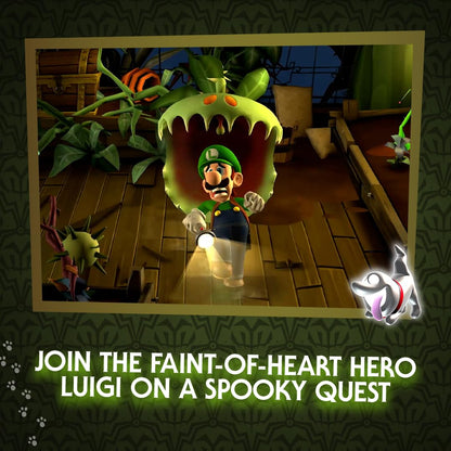 Nintendo Luigi's Mansion 2 HD game case with artwork featuring Luigi and ghostly elements.