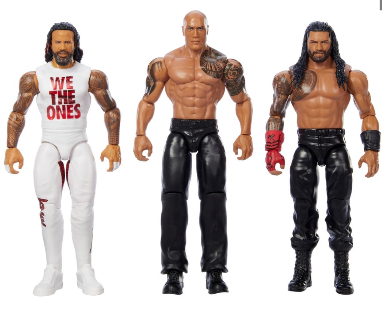 WWE Jimmy Uso The Rock Roman Reigns Main Event 3 Pack Mattel Series Wrestling Action Figures Toy
