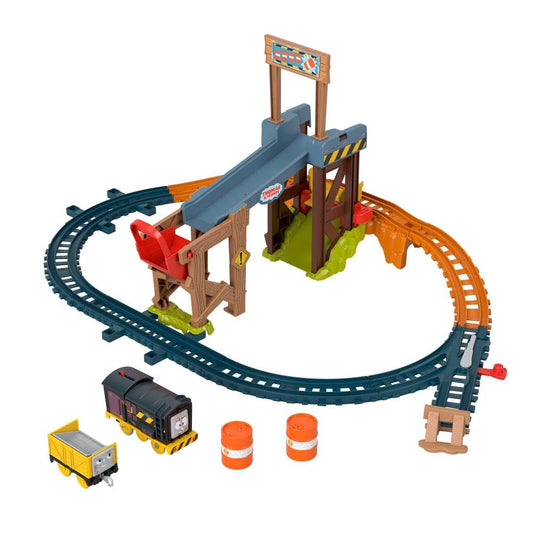 Thomas & Friends Motorized Toy Train Set Diesel’s Lift & Load Construction with Track & Cargo for Preschool Kids Ages 3+ Years, JBW20