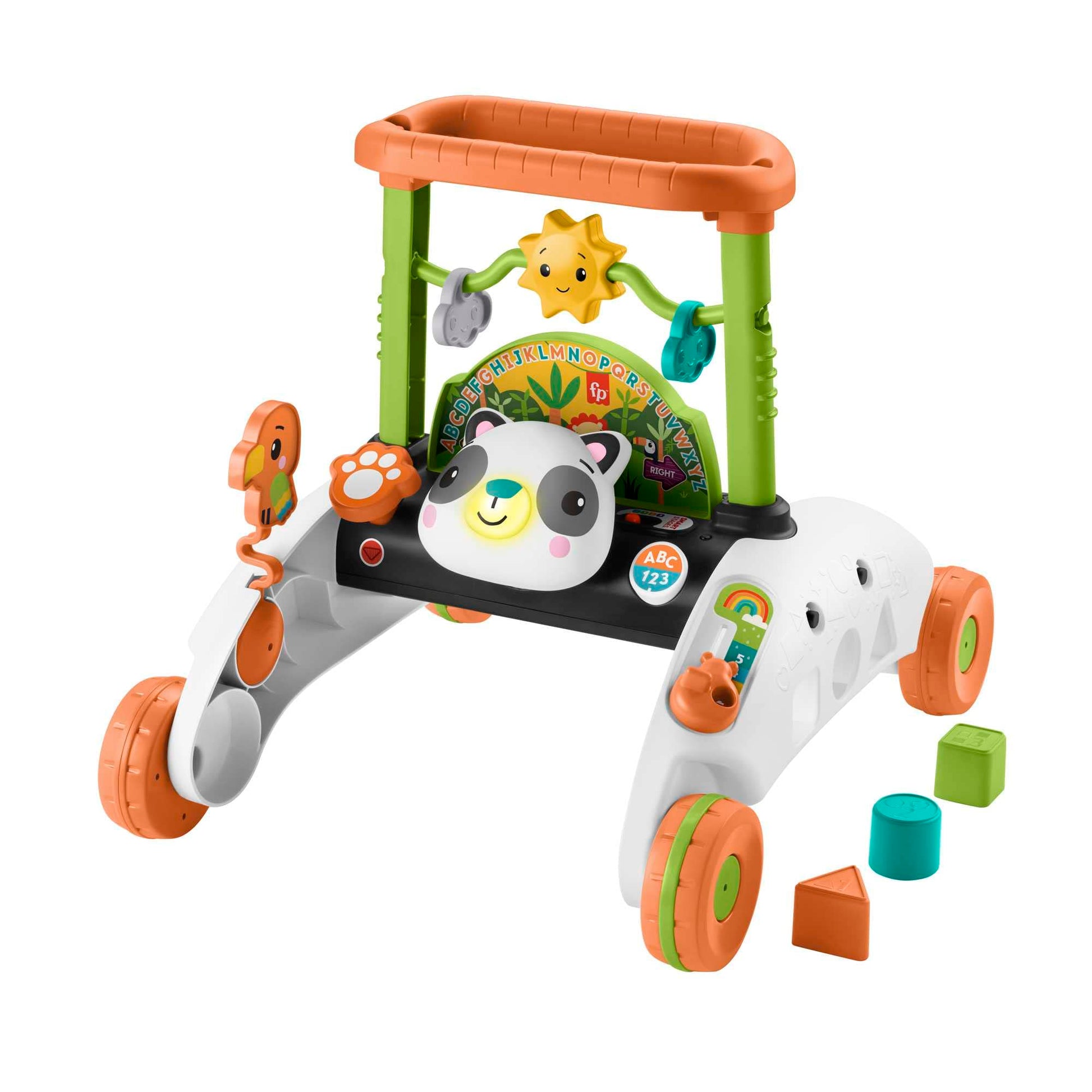 Fisher-Price 2-sided Steady Panda Walker in Dutch, English, French, German, Italian, Spanish, showing the panda design and activity features