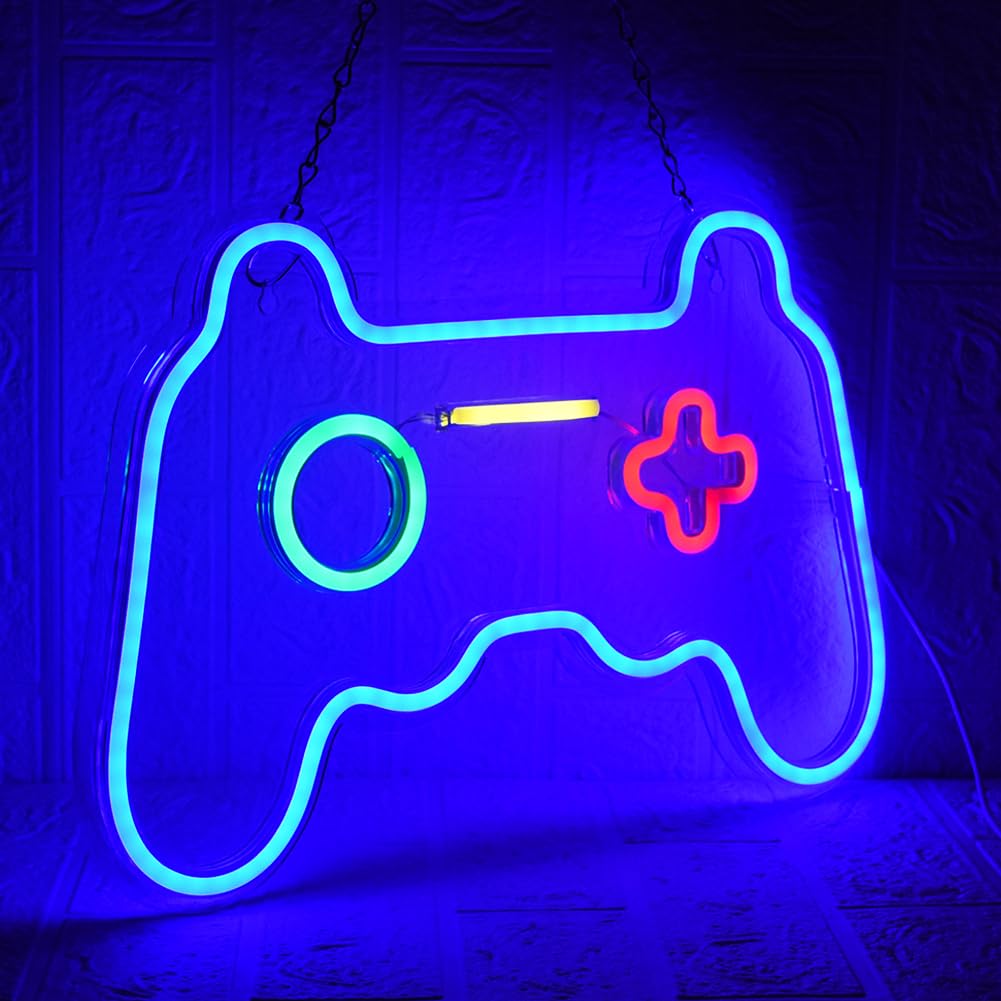 UExnkj-Y Game Neon Sign Game Controller neon light USB powered LED neon with switch, suitable for game room, club, party, nightclub, gift wall decoration