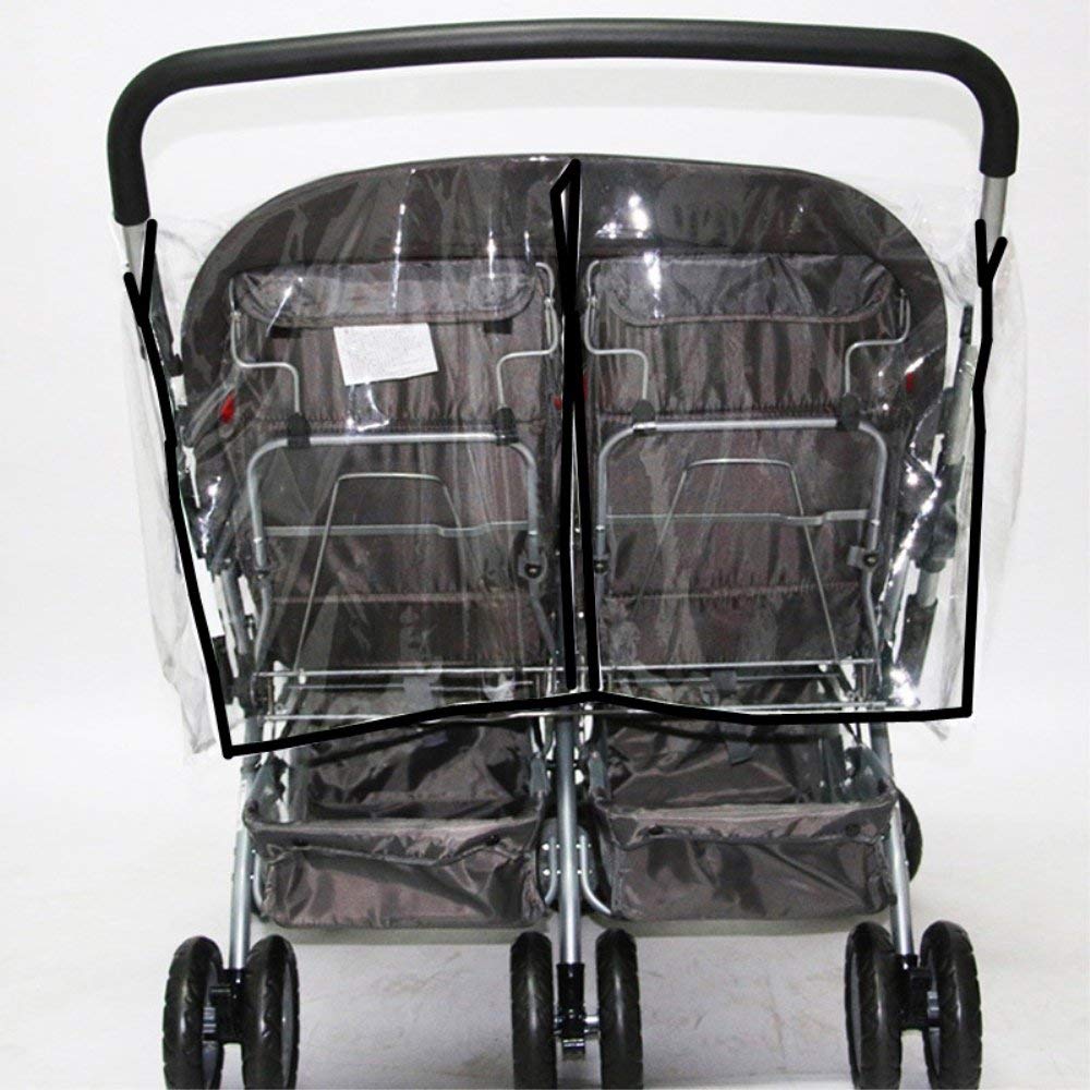Universal Twins Stroller Raincover Double Raincover for Pushchair Side by Side Baby Stroller rain Cover for Pushchair Pram Buggy Rainproof Dustproof Windproof Rain Cover with Canopy and Zipper Door