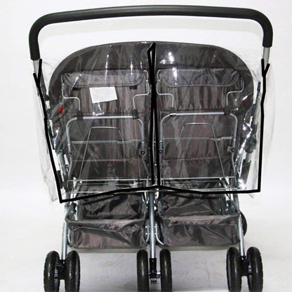 Universal Twins Stroller Raincover Double Raincover for Pushchair Side by Side Baby Stroller rain Cover for Pushchair Pram Buggy Rainproof Dustproof Windproof Rain Cover with Canopy and Zipper Door