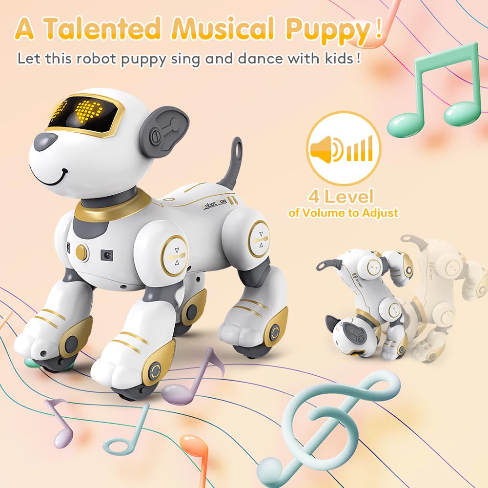 VATOS Remote Control Robot Dog Toy for Kids - Interactive Touch & Follow 17 Functions Robic Dogs, Programmable Smart Walking Intelligent Dancing RC Robot Puppy Toys 3-12 Birthday Gifts (Gold)