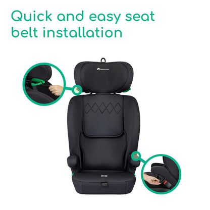 Bebeconfort Ever i-Safe, Evolutive Car Booster Seat, 15 Months - 12 Years, 76-150 cm, Toddler Car Seat, R129 Safety, Side Impact Protection, 11 headrest Positions, Built-in armrests, Full Black
