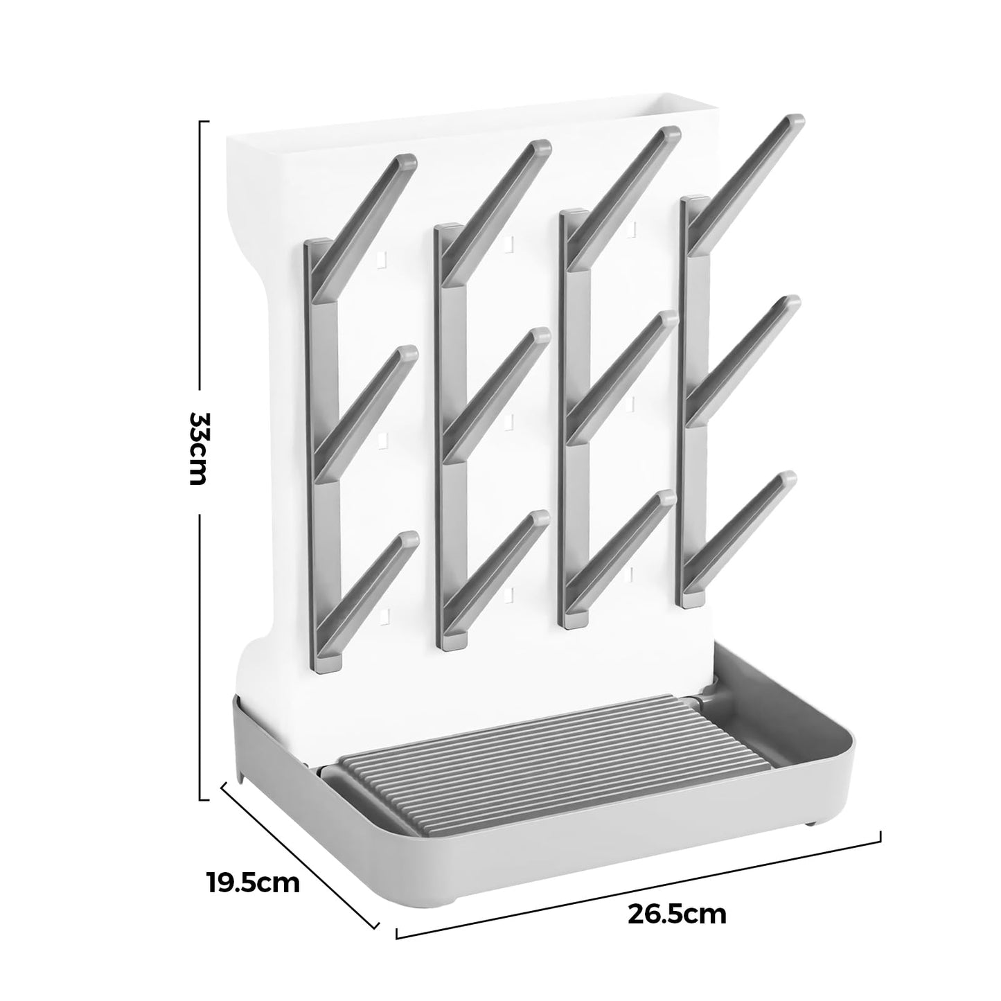 Woobroo Baby Bottle Drying Rack for Newborn Feeding Essentials, Nipples and Accessories, Grey, Large