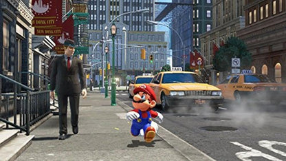 Nintendo Super Mario Odyssey game case with colorful cover art featuring Mario in a vibrant, animated scene.