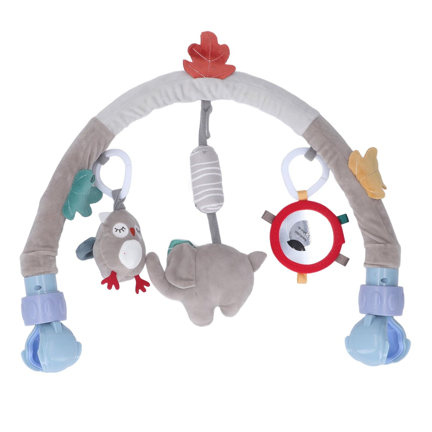 VGEBY Baby Stroller Arch Toy, Soft Plush Baby Bouncer Toy Bar with Secure Toy Clip Car & Stroller Toys for Bassinet Crib Baby & Toddler Toys (Elephant)