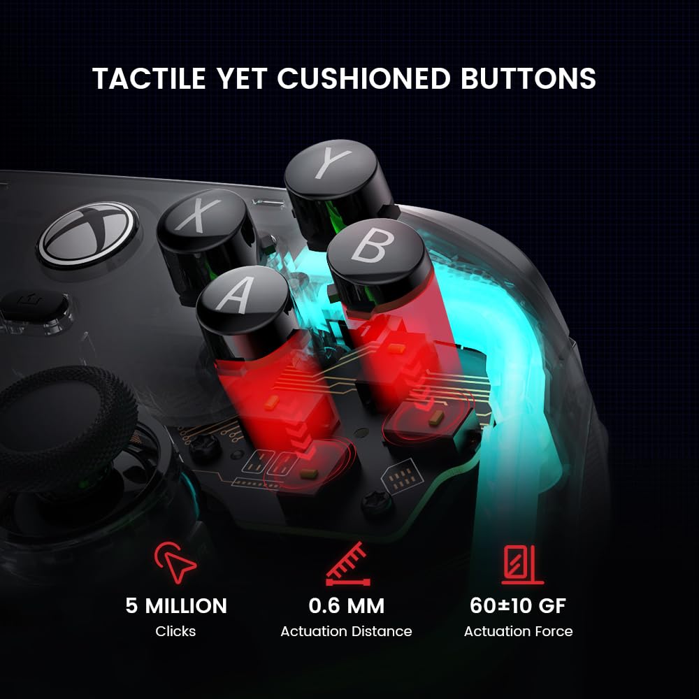 GameSir Kaleid wired gaming controller for Xbox Series X|S, Xbox One, Windows 10/11 with transparent design and Hall Effect joysticks