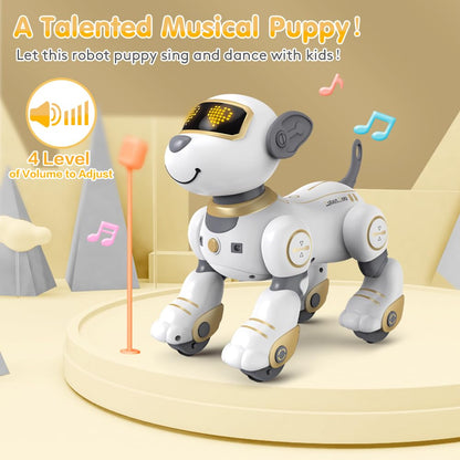 VATOS Remote Control Robot Dog Toy for Kids - Interactive Touch & Follow 17 Functions Robic Dogs, Programmable Smart Walking Intelligent Dancing RC Robot Puppy Toys 3-12 Birthday Gifts (Gold)