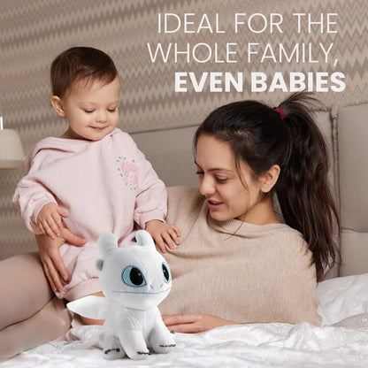 BIOSYNEX - Dragons Heatable Plushies – Microwave Warm Cuddle Toy with Removable Clay Bead Pouch - Gentle and Comforting Warmth - Machine Washable and Safe from Birth (Light Fury)