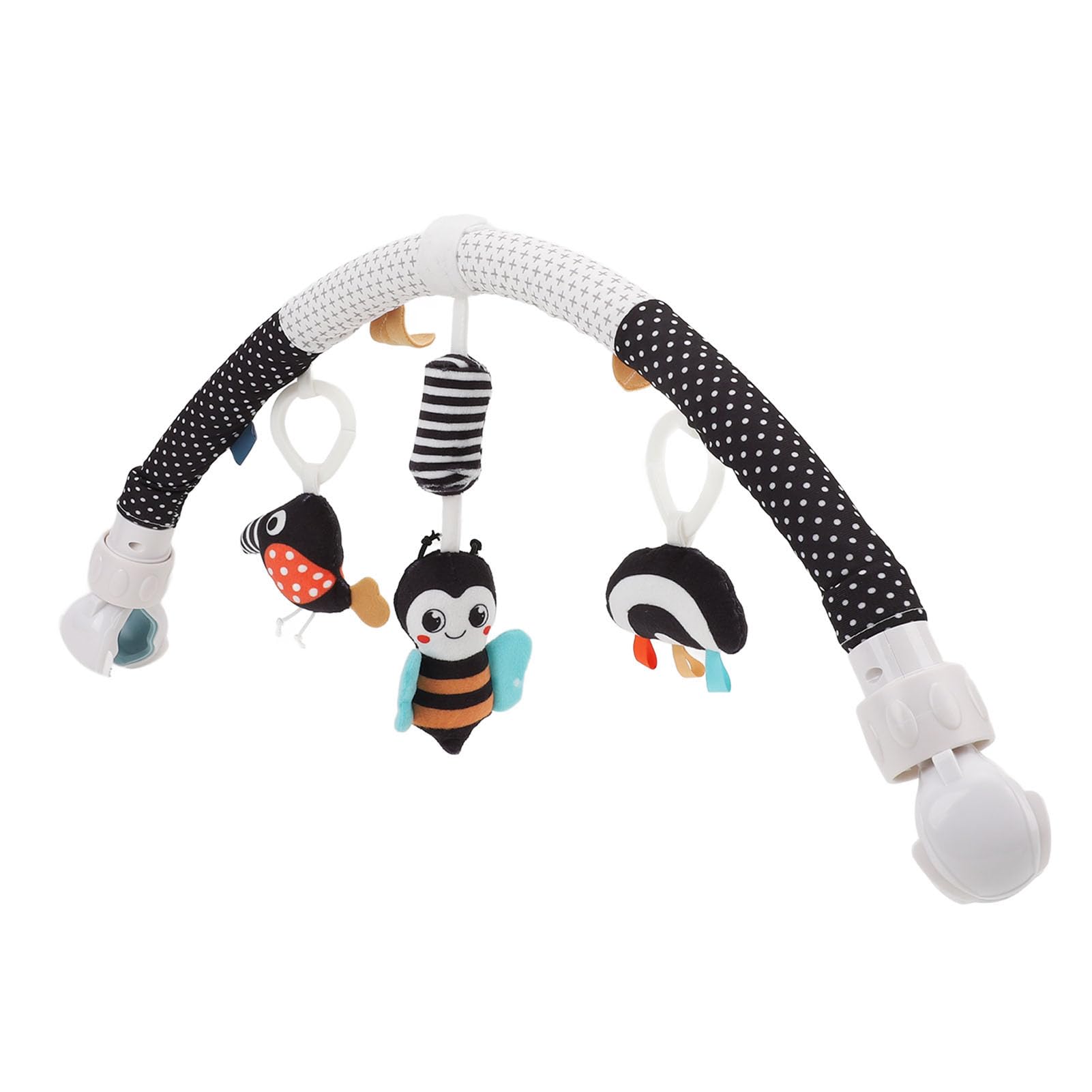 Pilipane honeybee clip-on baby toy with plush material for sensory development, motor skills, and safe stroller or crib use
