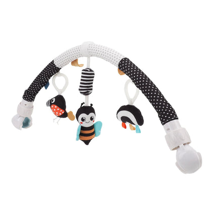 Pilipane honeybee clip-on baby toy with plush material for sensory development, motor skills, and safe stroller or crib use