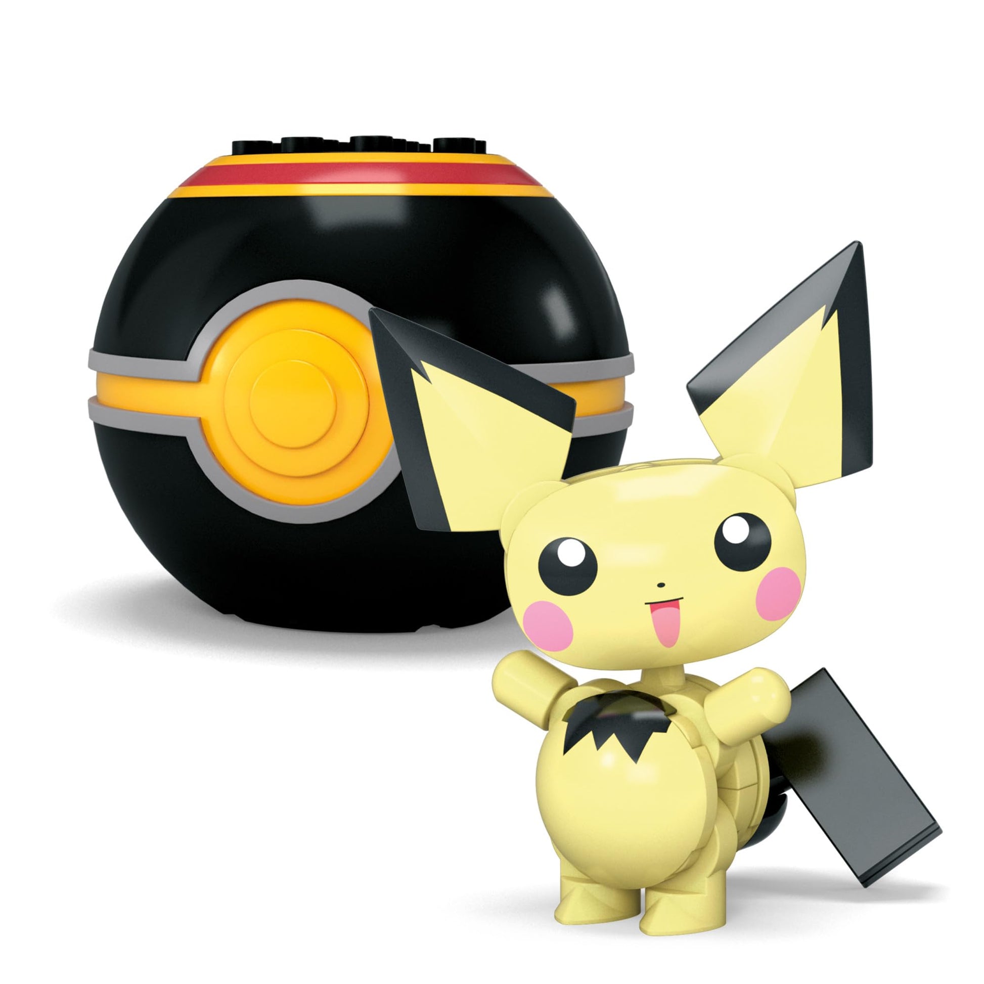 MEGA Pokémon Building Toys set featuring poseable Pichu and Charmander characters with a Poké Ball and 40 pieces.