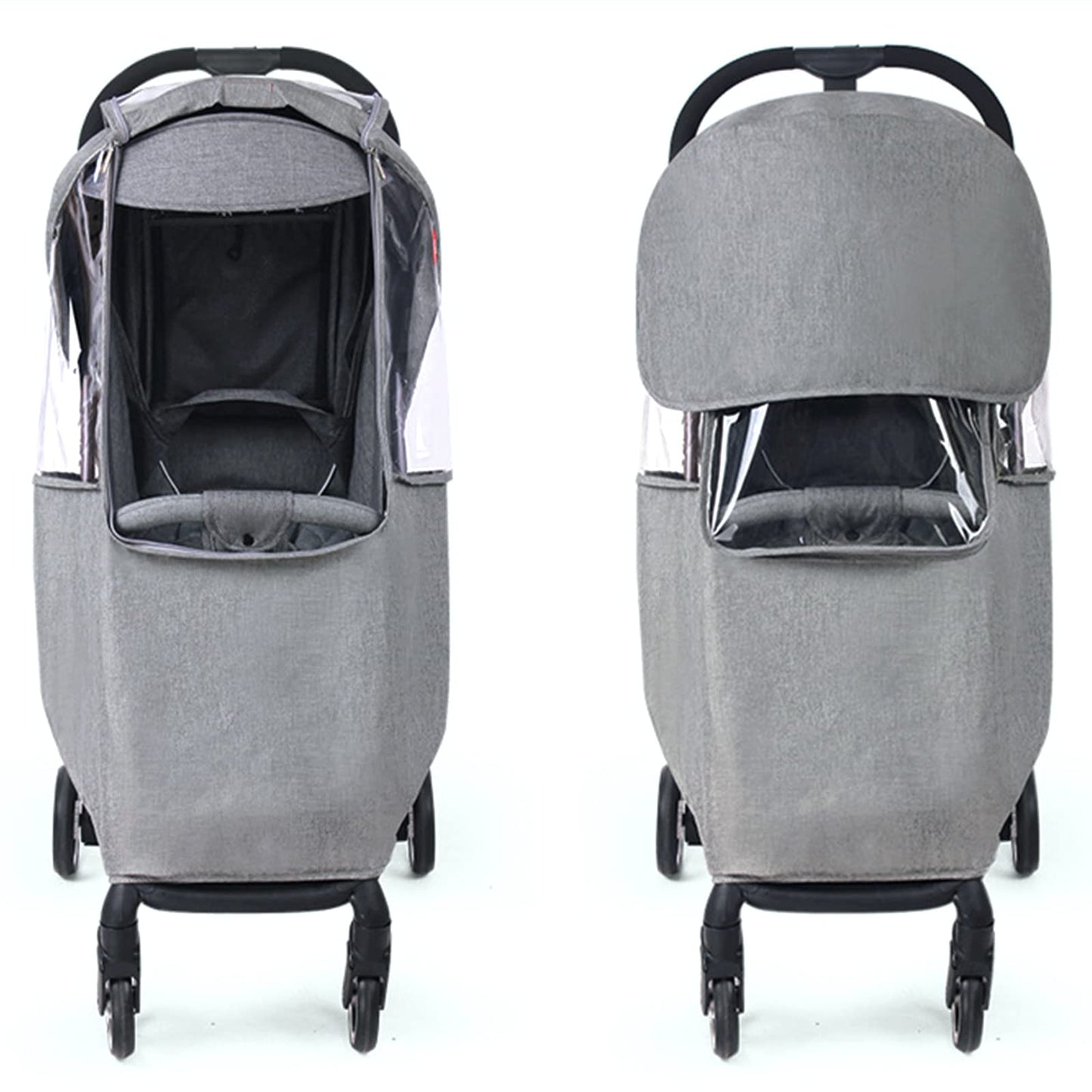 Universal Stroller Rain Cover for Pushchair Pram Buggy Rainproof Dustproof Windproof Rain Cover with Canopy and Zipper Door Easy Baby Lift in and Out (#6:Grey-Universal Stroller raincover)