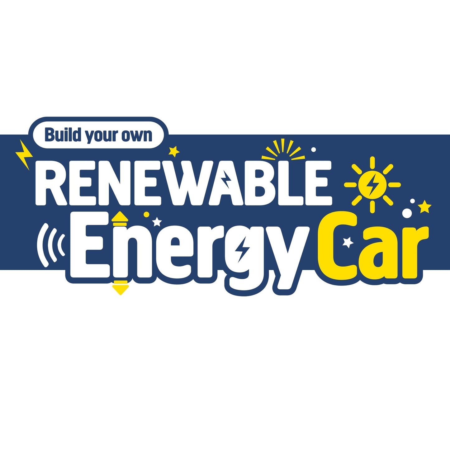 Science Mad renewable energy electric car kit for kids with solar panel and hand generator, featuring colorful parts and assembled car.