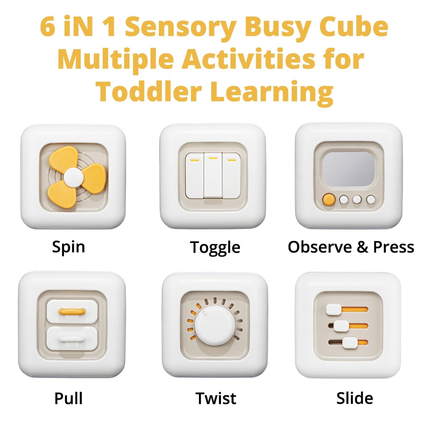 lerrbo Sensory Toys for Toddler 1-3|Montessori Cube for 1 Year Old Boy|Travel Toy for 12-18 Months Baby|Busy Activity Cube for Fine Motor Skill Learning|Birthday Gift for 1 Year Old(1 PCS)