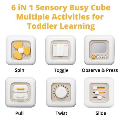 lerrbo Sensory Toys for Toddler 1-3|Montessori Cube for 1 Year Old Boy|Travel Toy for 12-18 Months Baby|Busy Activity Cube for Fine Motor Skill Learning|Birthday Gift for 1 Year Old(1 PCS)