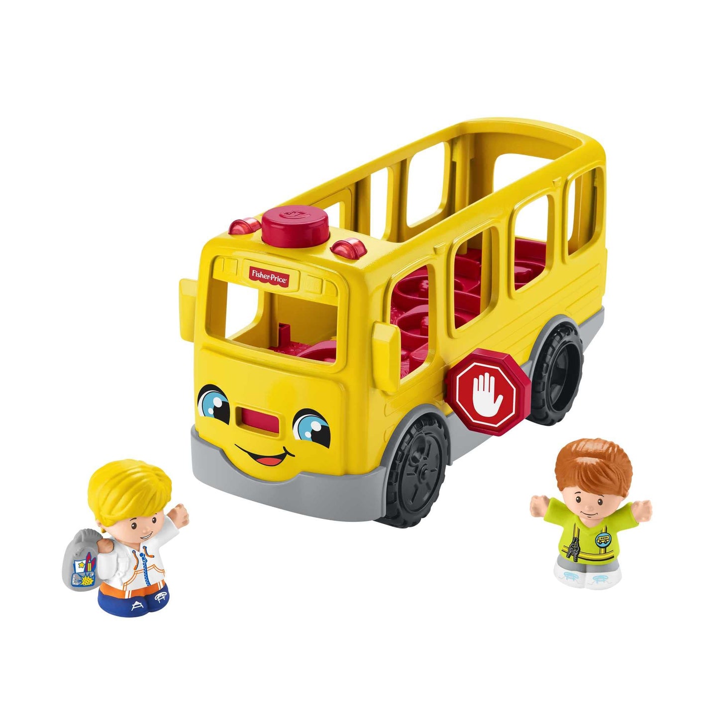 Fisher-Price Little People Sit with Me School Bus - Multilanguage Edition, push-along toy vehicle with music for toddlers and preschool kids ages 1-5 years, HJN36
