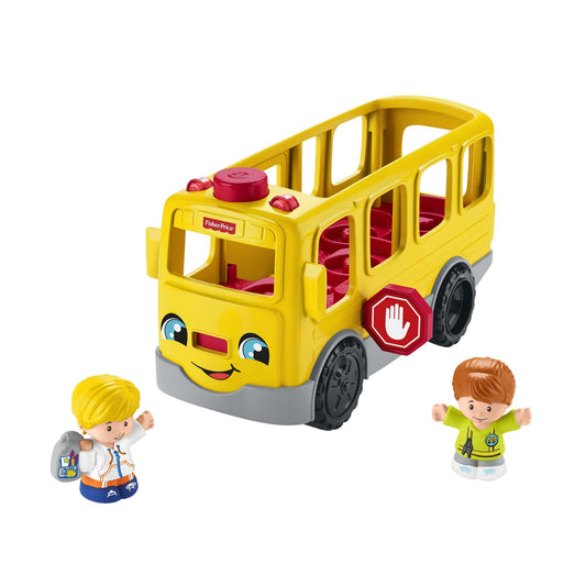 Fisher-Price Little People Sit with Me School Bus - Multilanguage Edition, push-along toy vehicle with music for toddlers and preschool kids ages 1-5 years, HJN36