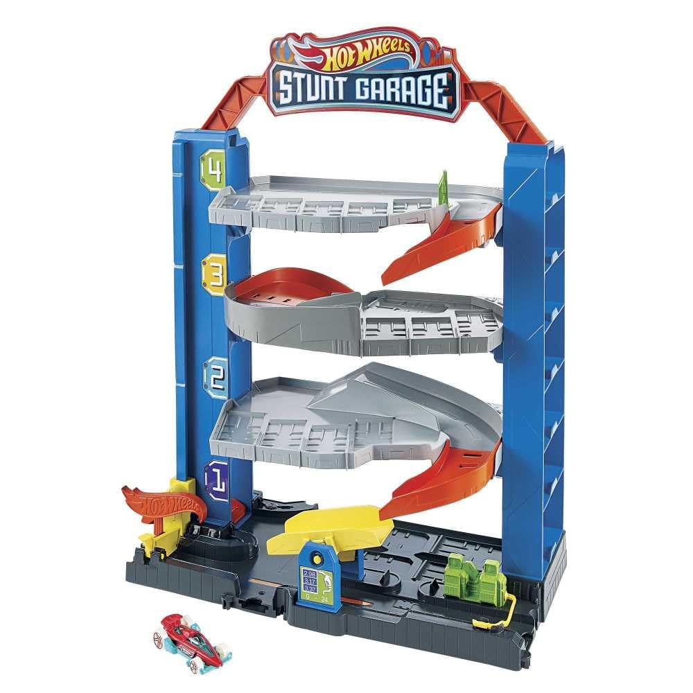 Hot Wheels City Stunt Garage Play Set Gift Idea for Ages 3 to 8 years elevator to upper levels Connects to other sets, GNL70