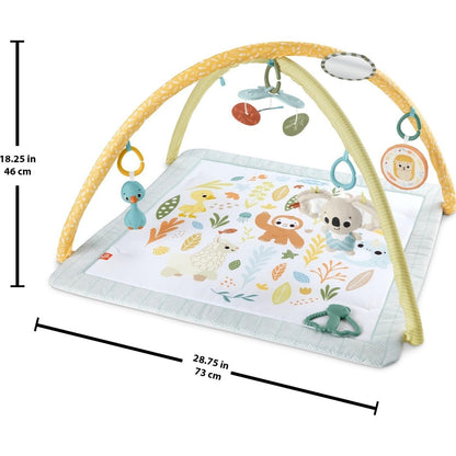 Fisher-Price Simply Senses Baby Playmat with mobile and sensory toys for newborns, developmental play for ages 0+ months.