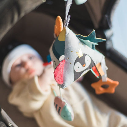 Taf Toys North Pole Pyramid activity baby pram toy hanging on stroller with soft sensory toys for infants 3 months+