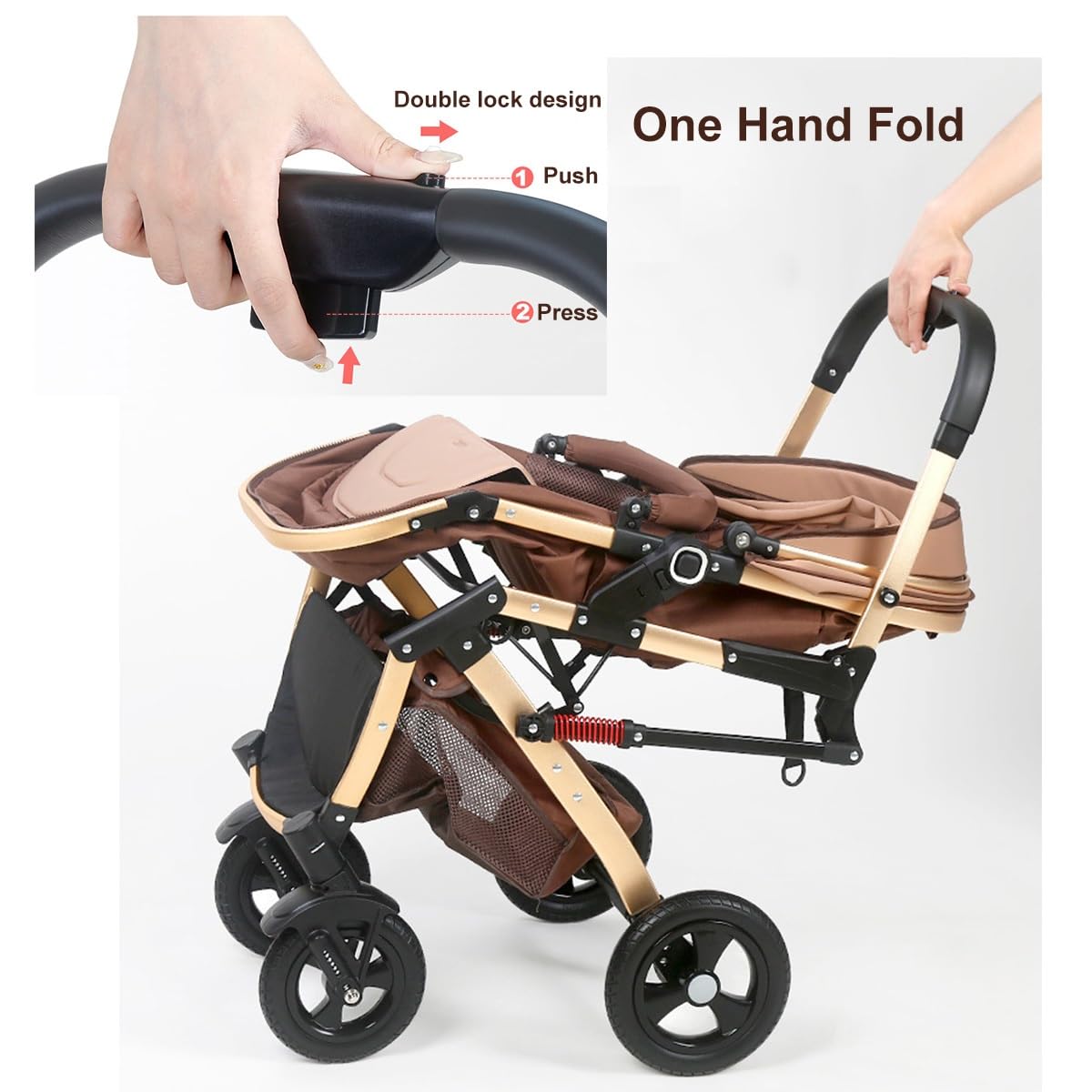 Double Baby Stroller for Infant and Toddler Reversible Bassinet Twins Pram,Detachable Pushchair Multi-Position Reclining Seats,Folding Prams Trolley (Color : Gray)