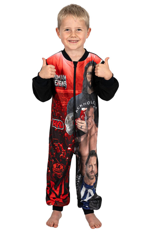 WWE Boys World Wrestling Entertainment Fleece Sleepsuit Kids Onesie (8-9 Years) Red