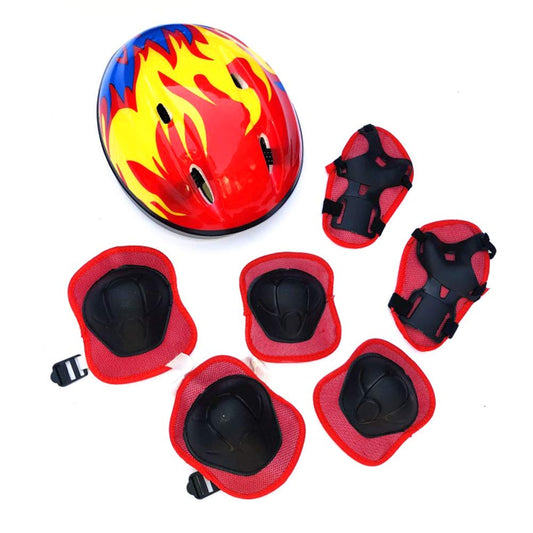Kids Boys and Girls Protective Gear Set, Outdoor Sports Safety Equipment 7Pcs Child Helmet Knee &Elbow Pads Wrist Guards for Roller Scooter Skateboard (Red)