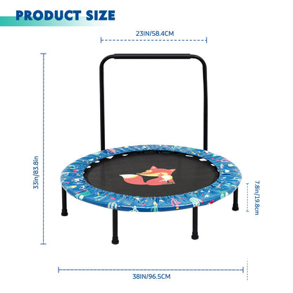 38" Kids Trampoline with Foldable Bungee Rebounder and Safety Padded Cover Mini Trampoline for Indoor and Outdoor use (Green)