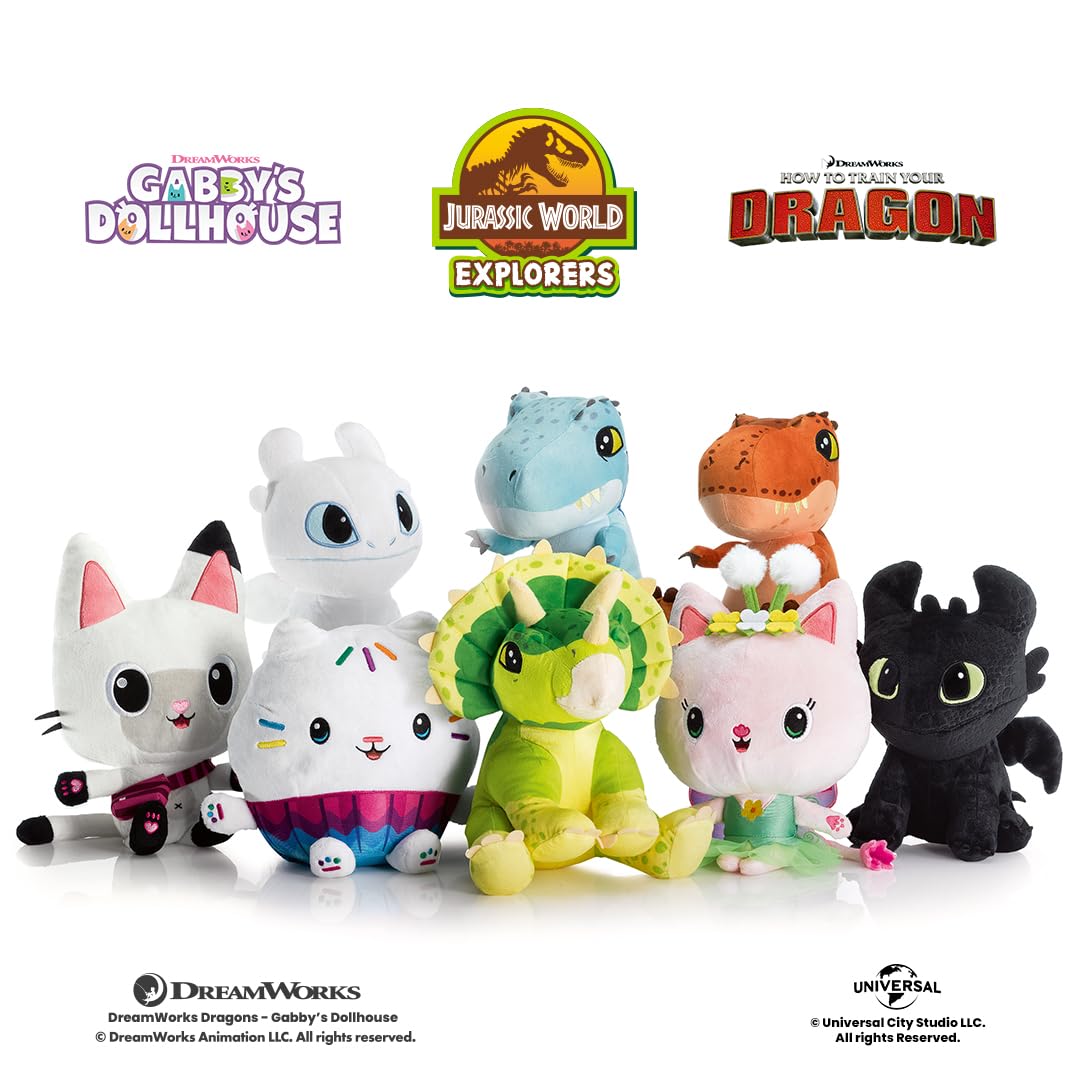 BIOSYNEX - Jurassic World Explorers Heatable Plushies – Microwave Warm Cuddle Toy with Removable Clay Bead Pouch - Gentle and Comforting Warmth - Machine Washable and Safe from Birth (Triceratops)