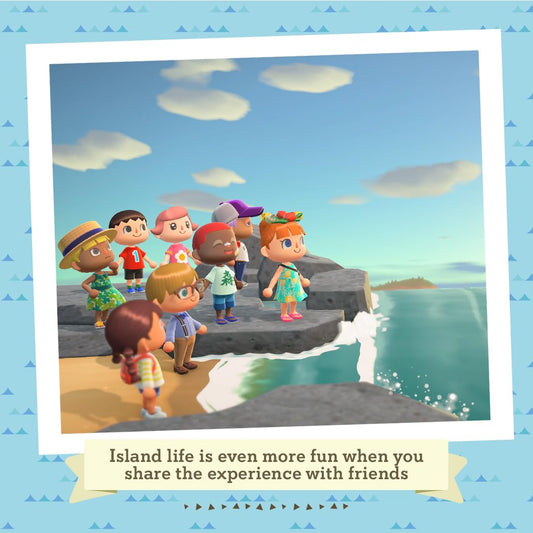 Nintendo Animal Crossing: New Horizons game for Nintendo Switch, featuring colorful island scene with characters and wildlife.