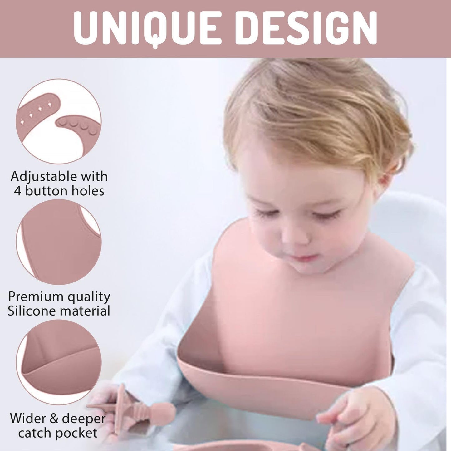 Indique Baby Weaning Set - 11 Pcs Silicone Baby Feeding Set with Suction Plate, Weaning Kit with Adjustable Bib, Fork, Spoon, Fruit Feeder & Toothbrush – Ideal Weaning Set Gift (Light Pink)