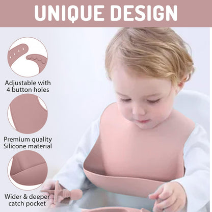 Indique Baby Weaning Set - 11 Pcs Silicone Baby Feeding Set with Suction Plate, Weaning Kit with Adjustable Bib, Fork, Spoon, Fruit Feeder & Toothbrush – Ideal Weaning Set Gift (Light Pink)