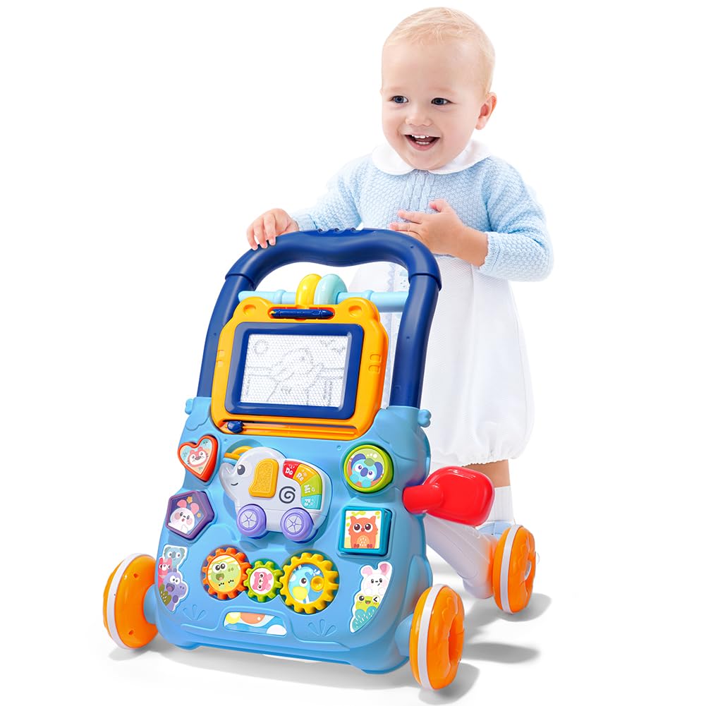 Aolso baby walker with sit-to-stand design, toddler educational activity center, push toy for boys and girls, colorful learning entertainment