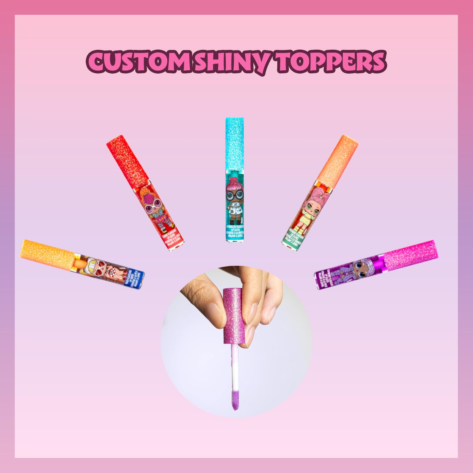 L.O.L Surprise 12-piece lip gloss set by Townley Girl, featuring colorful tubes and ideal for girls' parties and sleepovers.