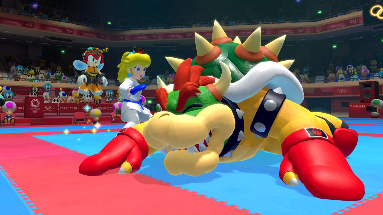 Nintendo Mario and Sonic at the Olympic Games Tokyo 2020 video game cover art, featuring characters in athletic poses.