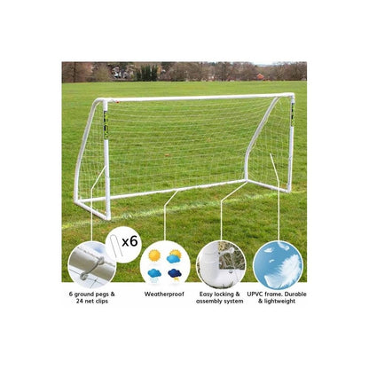 JSH Football Goal | All Weather UPVC Football Goals | Kids Garden Target Net Posts | Easy Assemble | Perfect for Training, Practice & Play | 8ft x 4ft, 8ft x 6ft or 12ft x 6ft (8ft x 6ft)